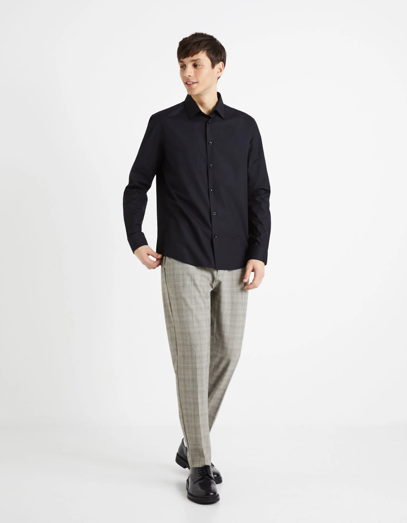 CELIO Regular Cotton Shirt Black - SMgarment's