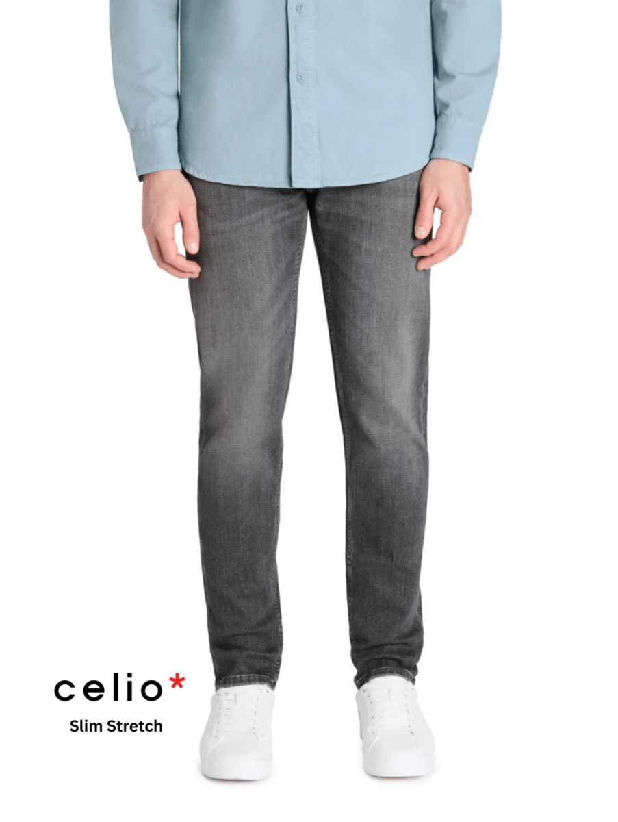 CELIO Slim Stretch Cotton Jeans Gray - Smgarment's