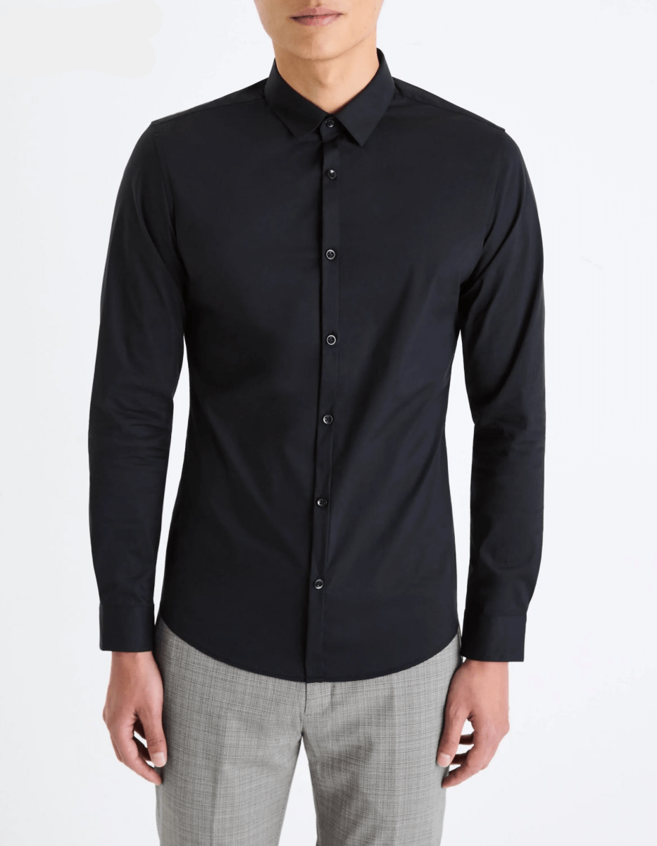 CELIO Slim Stretch Cotton Shirt - Black - Smgarment's