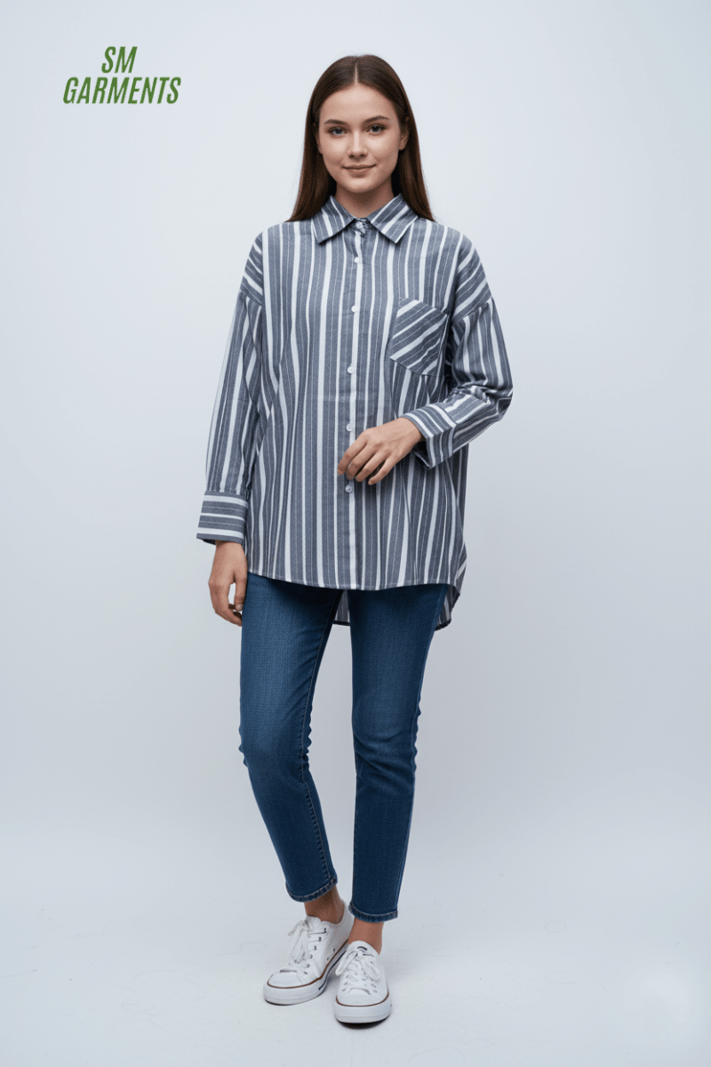 CHUANGXIJIDI Poplin Stripe Shirt - Smgarment's