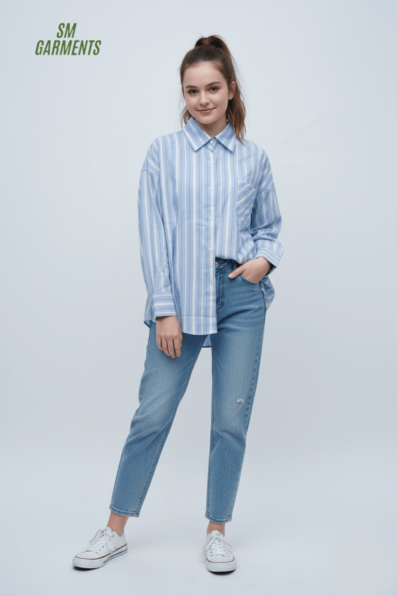 CHUANGXIJIDI Poplin Stripe Shirt - Smgarment's
