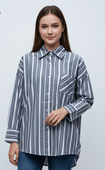 CHUANGXIJIDI Poplin Stripe Shirt - Smgarment's