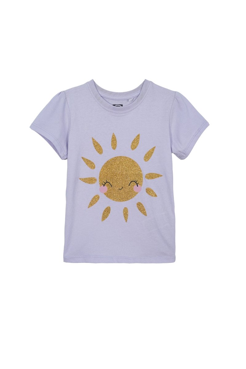 COOL CLUB Girls' Glitter Sun Graphic T-Shirt – Lavender - Smgarment's