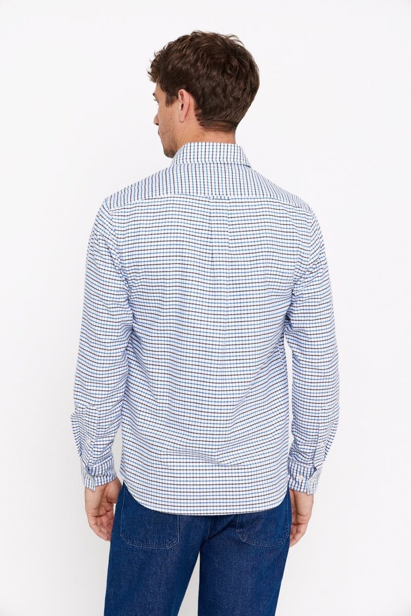 CORTEFIEL Brushed Checkered Oxford Shirt - Smgarment's