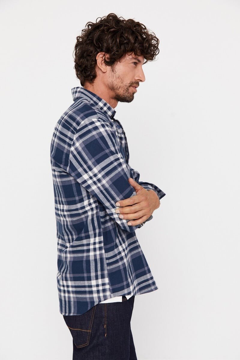CORTEFIEL Checkered Flannel Shirt - Smgarment's