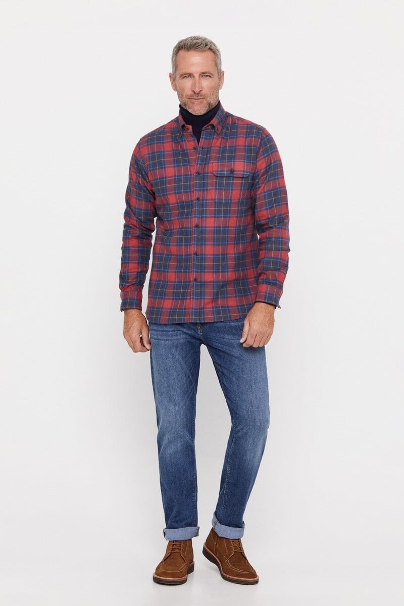 CORTEFIEL Checkered Flannel Shirt - Smgarment's