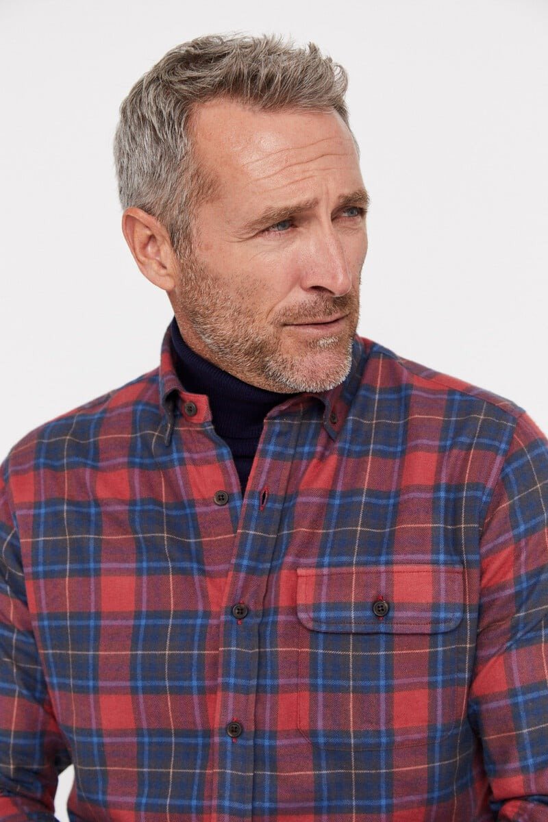 CORTEFIEL Checkered Flannel Shirt - Smgarment's