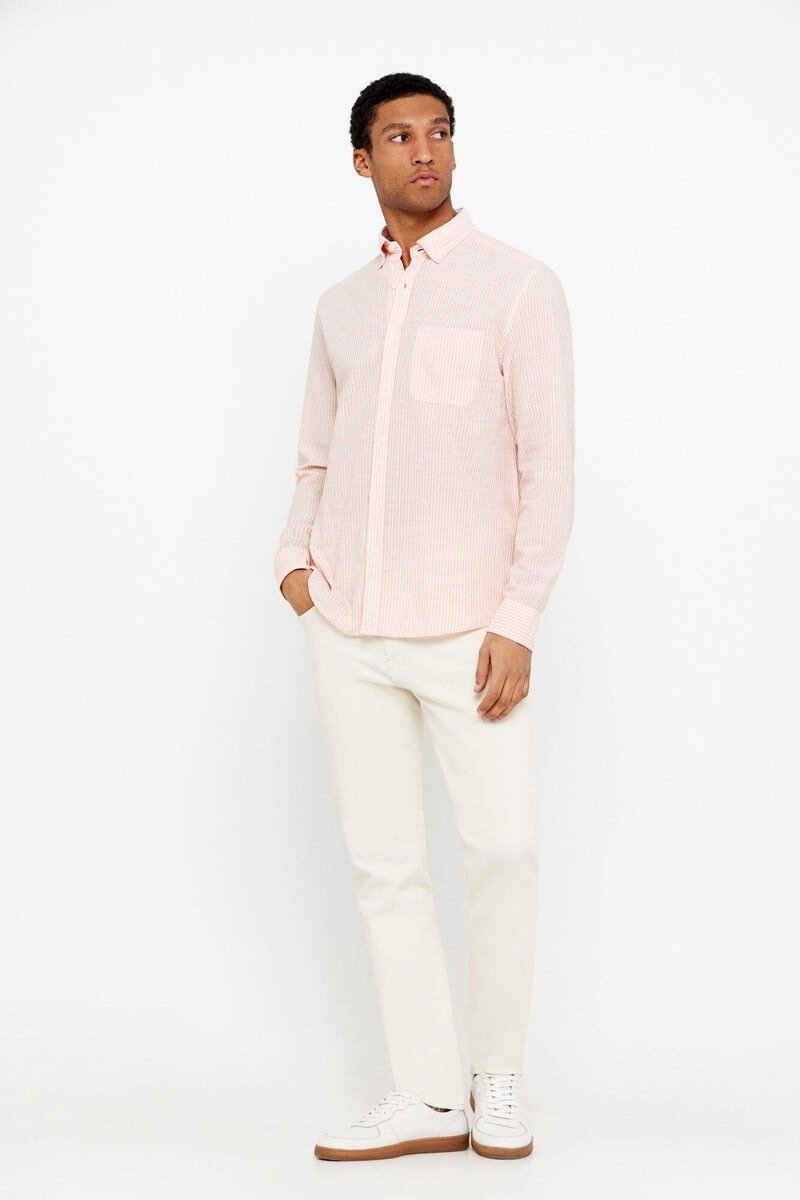 CORTEFIEL Striped Flame Fabric Shirt - Smgarment's