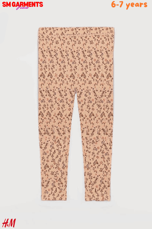 DARK BEIGE FLORAL PRINTED LEGGING - SMgarment's