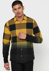 Dip Dye Checked Regular Fit Shirt - Smgarment's