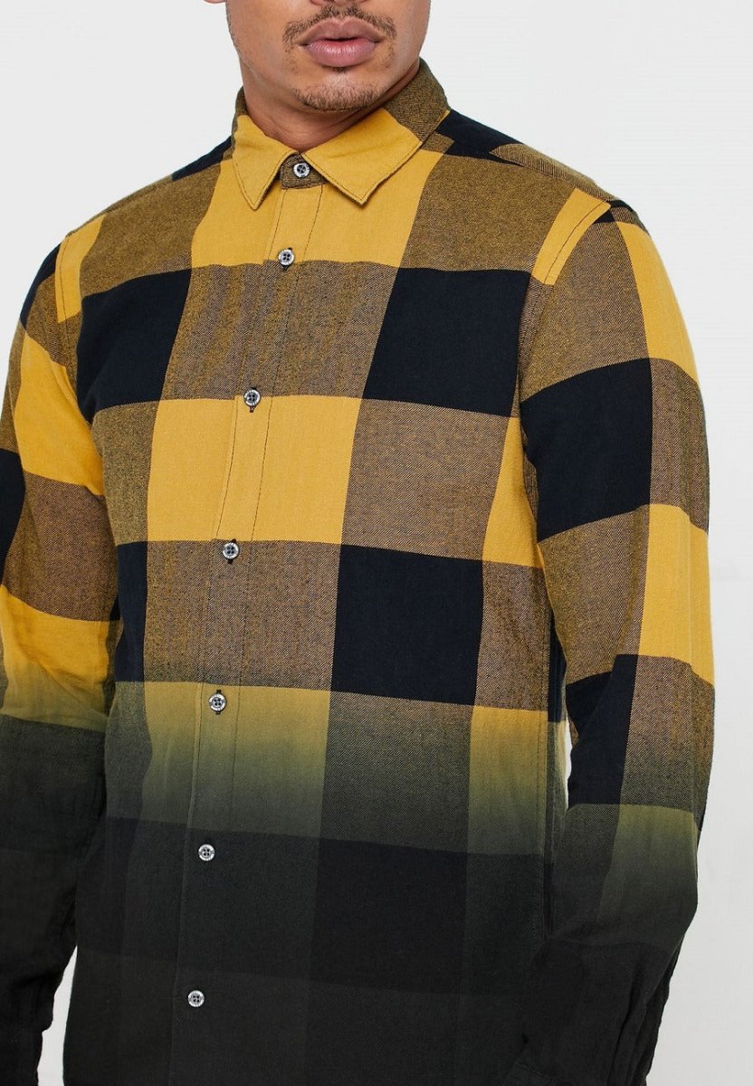 Dip Dye Checked Regular Fit Shirt - Smgarment's