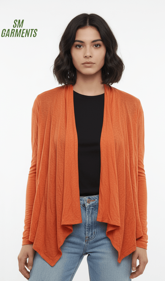 DIVIDED WOMENS PLAIN SHRUG(ORANGE) - Smgarment's