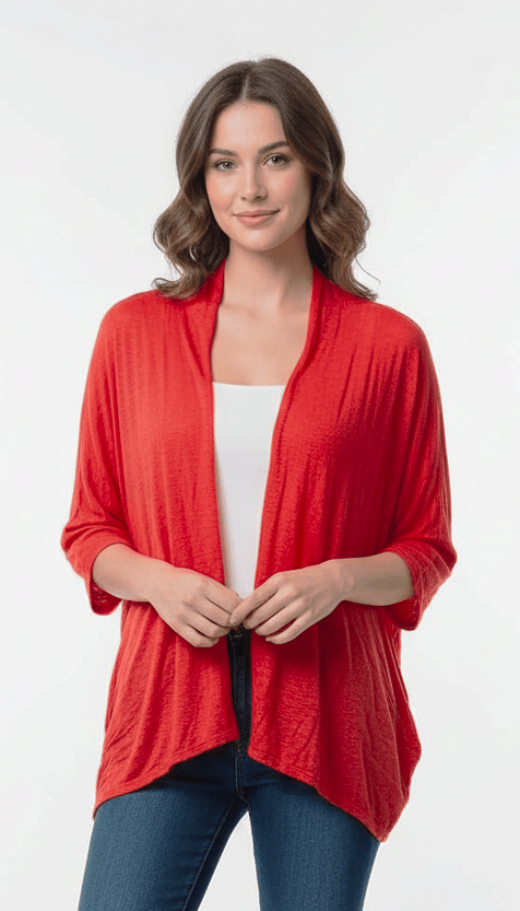 DIVIDED WOMENS PLAIN SHRUG(RED) - Smgarment's