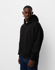 BERSHKA MENS BASIC BACK PRINT BLACK HOODIE