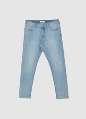 CALLIOPE MENS Blue denim slavato distressed skinny jeans