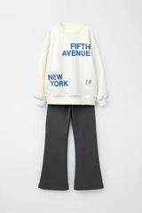 ZR GIRLS Set of sweatshirt with lettering and leggings Flare