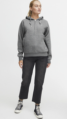 OXMO OXANDREA Womens Total Eclipse Half Zipped medium grey melange Hoodie