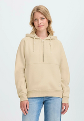 OXMO OXANDREA Womens Total Eclipse Half Zipped Oyster Hoodie