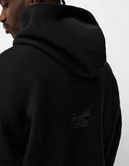 BERSHKA MENS BASIC BACK PRINT BLACK HOODIE