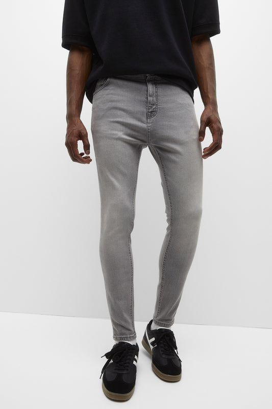 PULL&BEAR MENS CARROT FIT GRAY JEANS