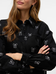 VEROMODA Womens Black Printed Denim Jacket