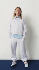 ZR Girls Basic Crew Grey Marl Sweatshirt And trouser Suit
