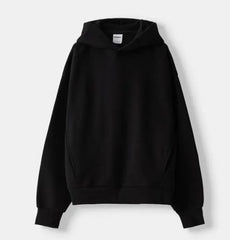 BERSHKA MENS BASIC BACK PRINT BLACK HOODIE