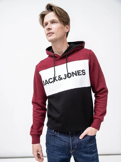 JACK&JONES MENS CHEST PRINT HOODIE