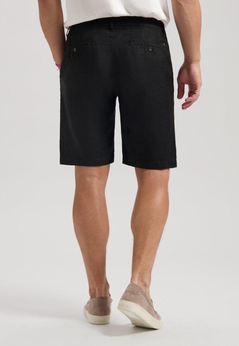 DSTREZZED Men's Linen Bermuda Shorts (Black) - Smgarment's