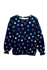 DU PAREIL Girls’ Navy Polka Dot Sweatshirt - Smgarment's