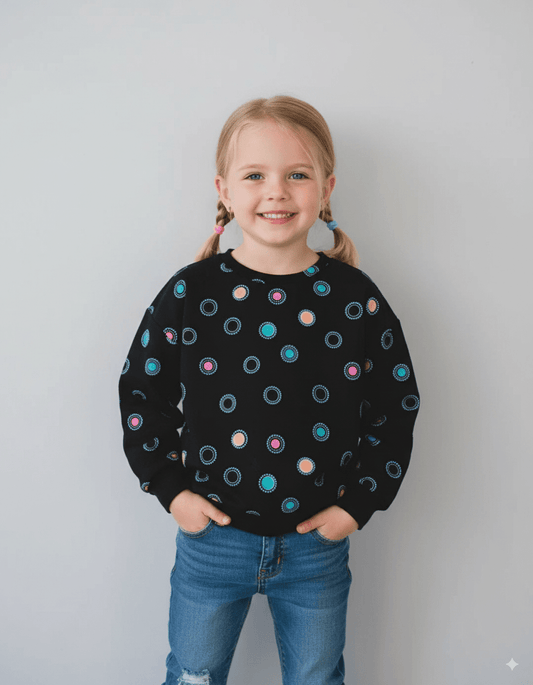 DU PAREIL Girls’ Navy Polka Dot Sweatshirt - Smgarment's