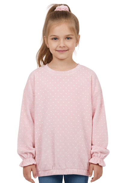 DU PAREIL Girls Pink White Polka Dots Print Sweatshirt - Smgarment's