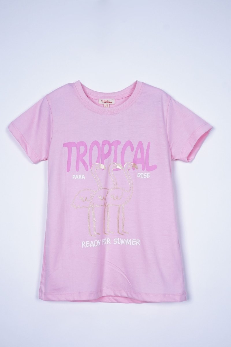 DU PAREIL GIRLS PRINTED PINK T - SHIRT - Smgarment's