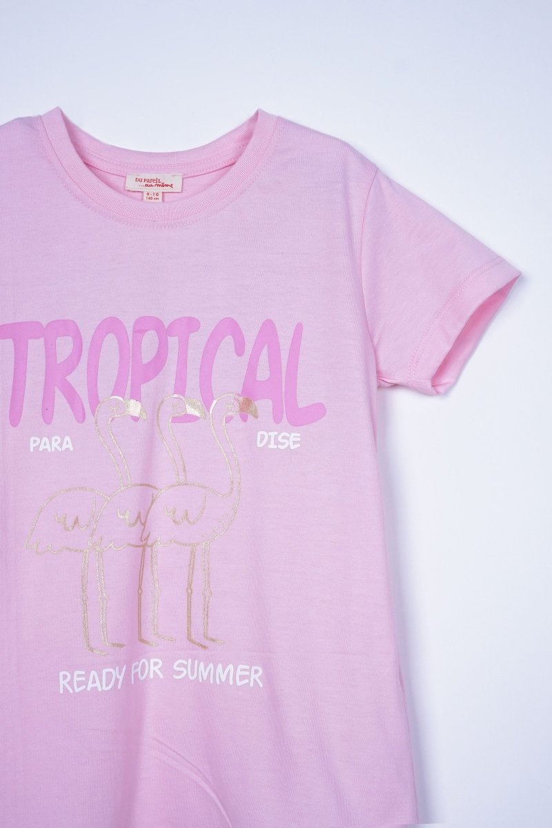 DU PAREIL GIRLS PRINTED PINK T - SHIRT - Smgarment's