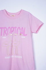 DU PAREIL GIRLS PRINTED PINK T - SHIRT - Smgarment's