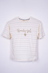 DU PAREIL GIRLS STRIPED EMBRIODED TEE - Smgarment's