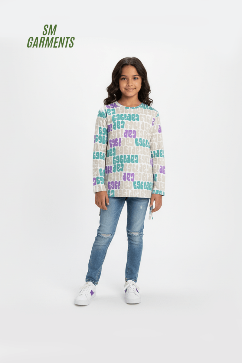 DUPAREIL GIRLS PRINTED LONG SLEEVED TEE - Smgarment's