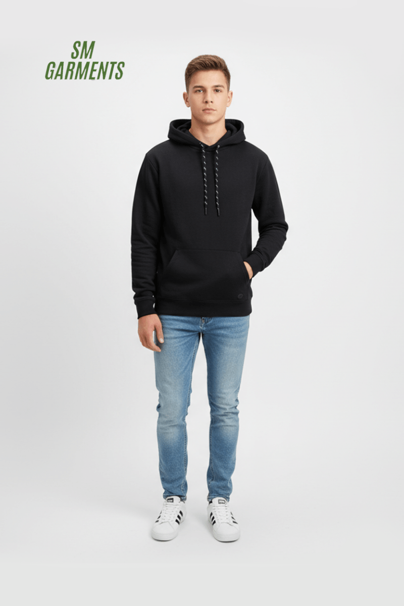 EASY WEAR MENS Classic Black Pullover Hoodie - Smgarment's