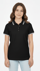 ELEVATE Women's Amarago Piping Polo - Solid Black - Smgarment's