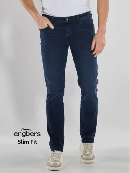 ENGBERS Super Stretch Jeans Slim Fit Indigo Blue - Smgarment's