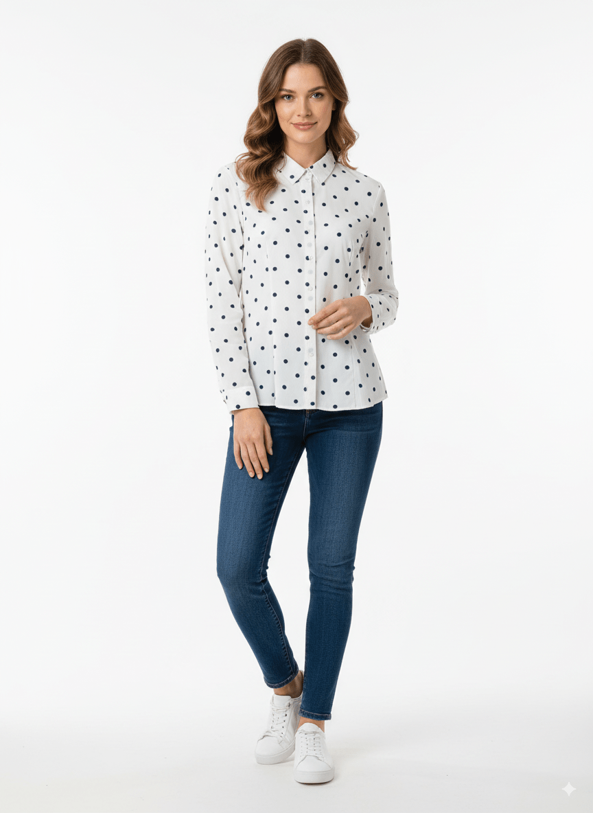 ESMARA POLKA DOT PRINT SHIRT - Smgarment's