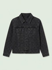 Girls BRANDED ' Black Polka Dot Denim Jacket with Button-Front