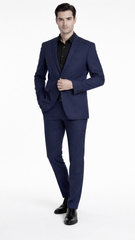 Mens Navy Blue Formal Premium Blazer Long Length