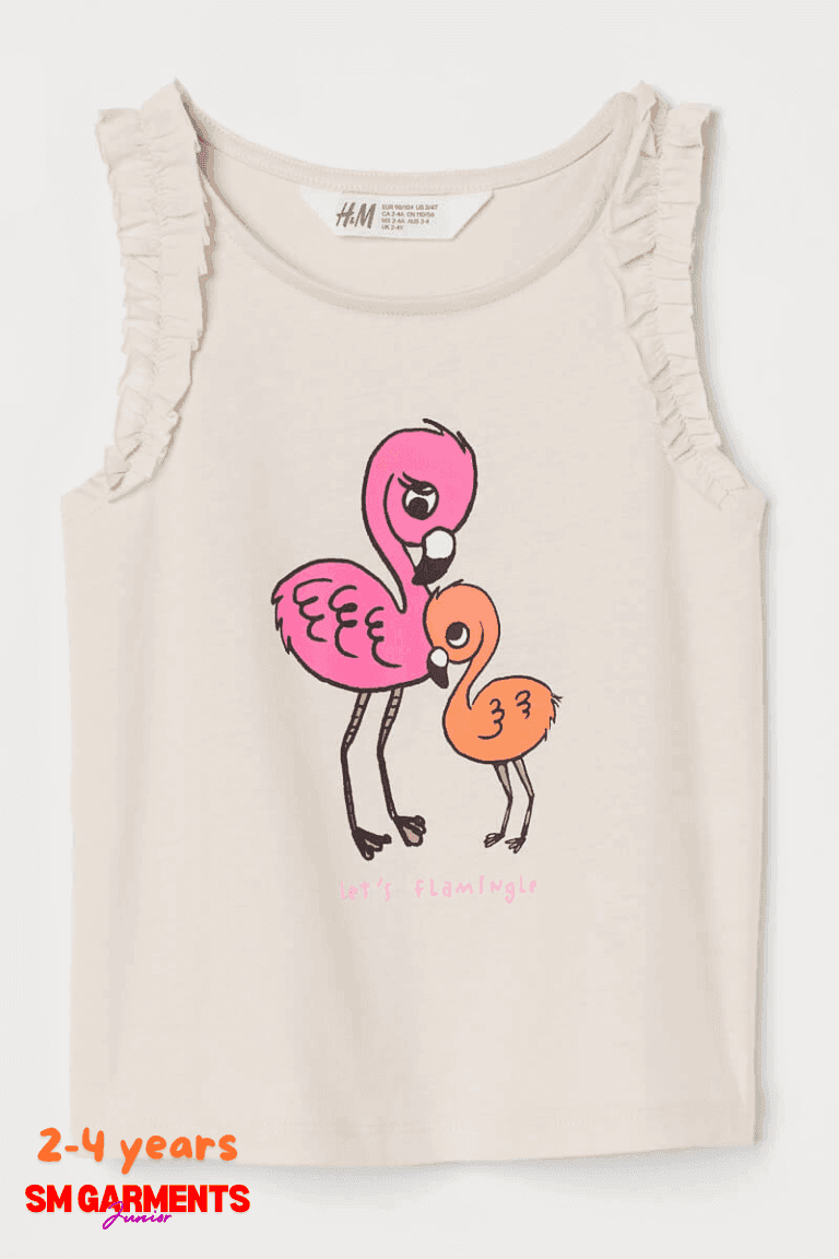 FLAMINGOS RUFFLE - TRIMMED JERSEY TOP - SMgarment's
