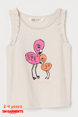 FLAMINGOS RUFFLE - TRIMMED JERSEY TOP - SMgarment's