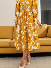 Floral Vacation Long Sleeve Dress For Spring & Fall - Smgarment's
