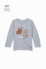 Fox & Bunny Baby Grey Long Sleeve Dog Print T-Shirt - Smgarment's