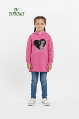 FR3NDZ GIRLS EMBROIDED HEART PINK HOODIE - Smgarment's
