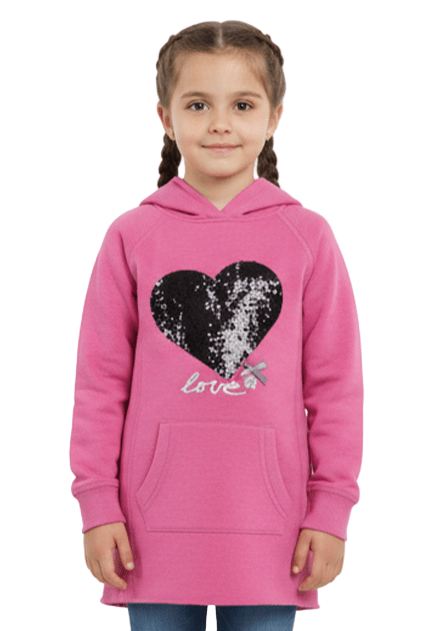FR3NDZ GIRLS EMBROIDED HEART PINK HOODIE - Smgarment's