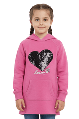 FR3NDZ GIRLS EMBROIDED HEART PINK HOODIE - Smgarment's
